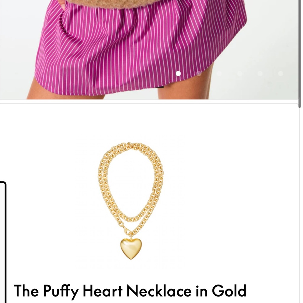 Roxanne Assoulin Gold Chain Necklace with puffy Heart Pendant - Picture 2 of 3